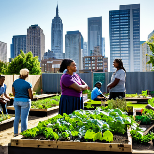 Addressing Economic Inequality**

"A diverse group of people working together in a community garden, building houses, and teaching in a classroom, fully clothed, representing equal opportunity. Background shows a modern city skyline. Safe for work, appropriate content, perfect anatomy, natural proportions, professional, family-friendly."

**