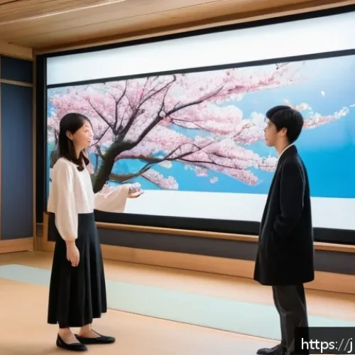 기호학과 철학의 관계 - A sophisticated classroom scene in modern Japan, featuring a diverse group of young adults engaged i...